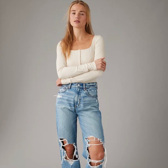 American Eagle Outfitters Tops - AMERICAN EAGLE OUTFITTERS - NWOT Henley Ribbed Bodysuit